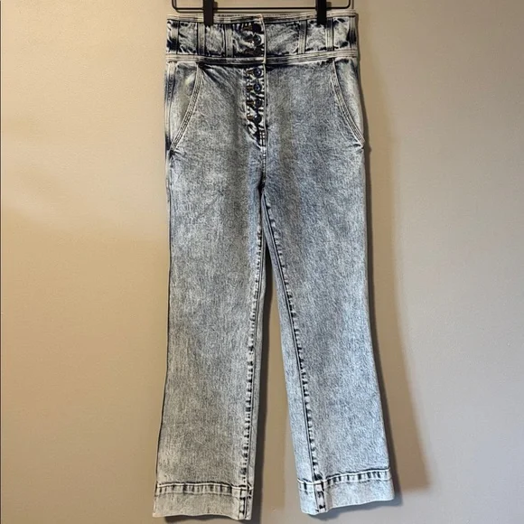 Ulla Johnson Ellis Acid Wash High Rise Cropped Jeans - Picture 4 of 10